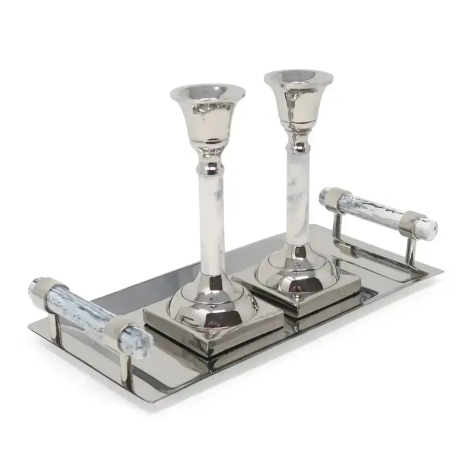 Candlestick Set with Tray - Marble