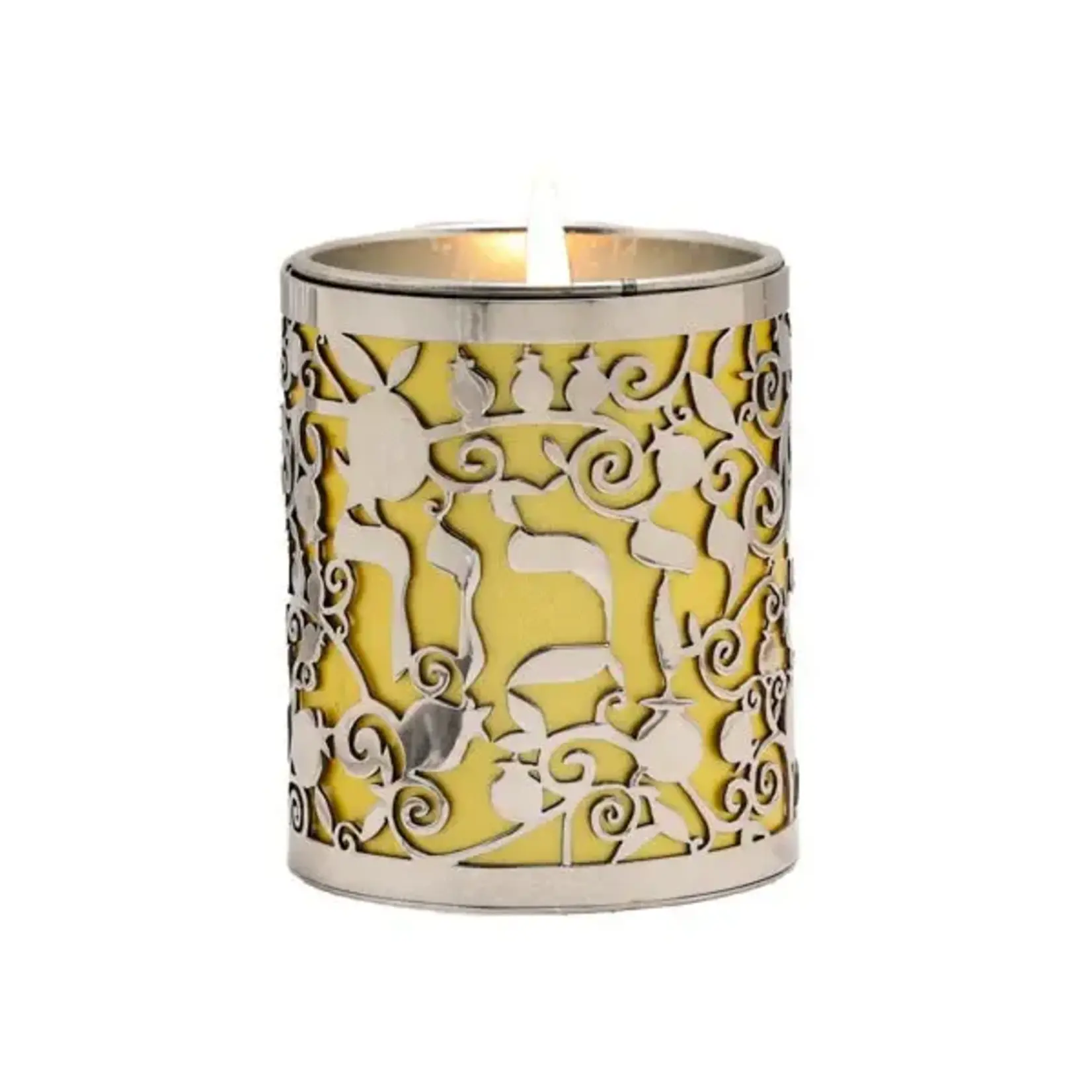 Metal w/ Cutout Memorial Candle Holder - Gold