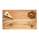 Acacia Rectangle Board | Shana Tova with Honeybee - 14x8"