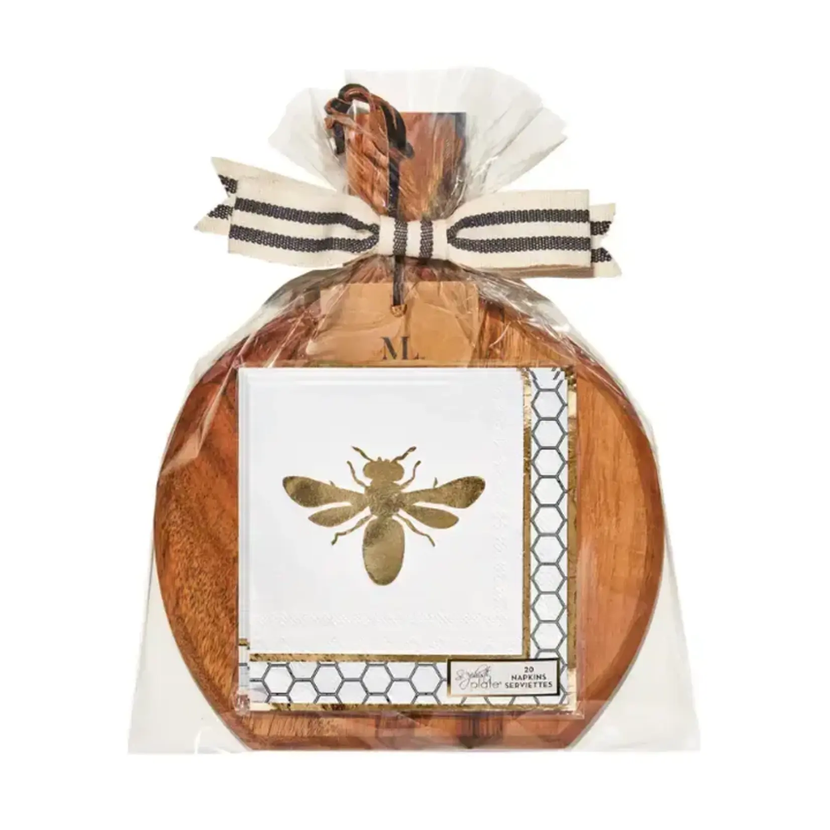Acacia Board Gift Package w/ Honeybee Cocktail Napkins