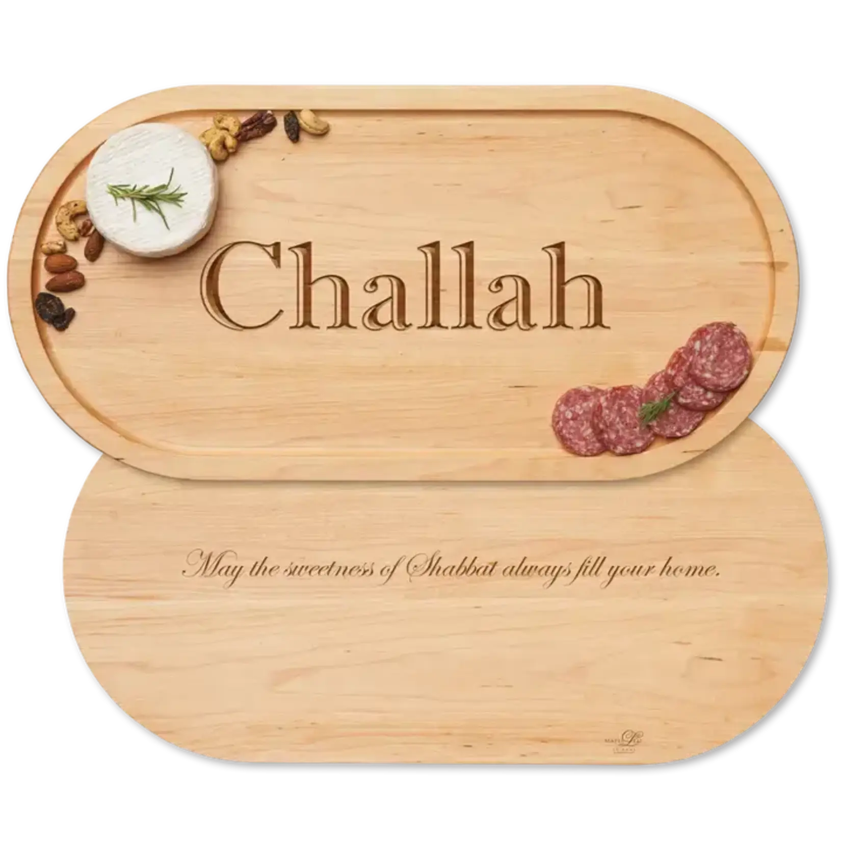Challah - Oval Maple Wood Charcuterie Board 20 X 9"
