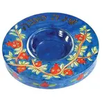 Wood Painted Honey Plate Pomegranates