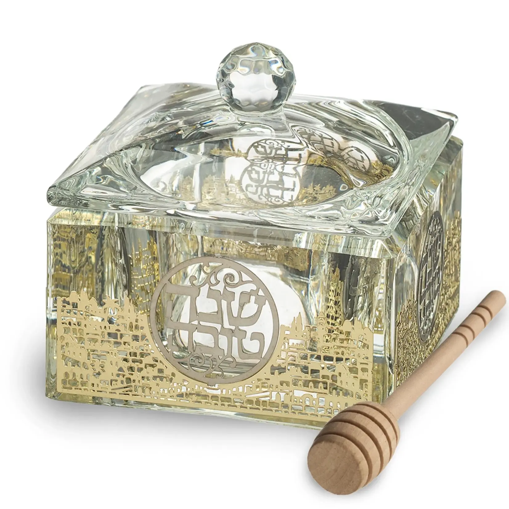 Crystal Honey Dish - Jerusalem Gold