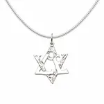 Sterling Silver Star of David Love Pendant w/ 18" Snake Chain