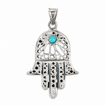 Sterling Silver Hamsa with Jade