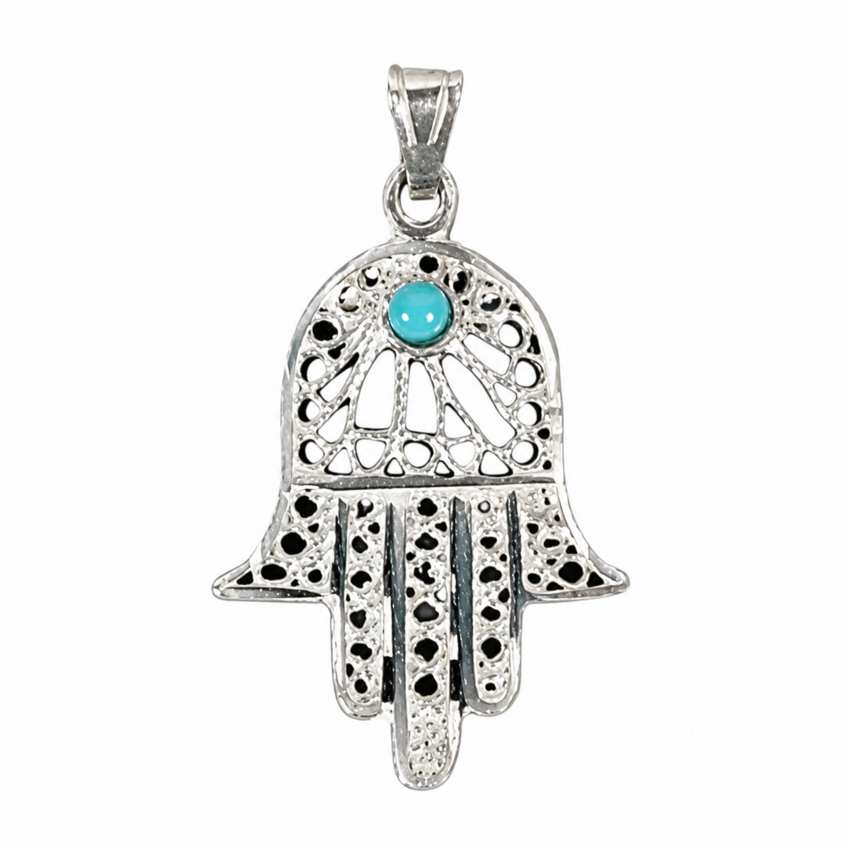 Sterling Silver Hamsa with Jade