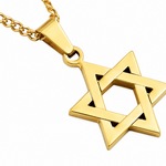 Men's Gold Stainless Steel Star of David Pendant Necklace