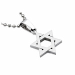 Men's High Polish Stainless Steel Star Of David Pendant