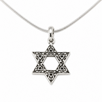 Sterling Silver Jewish Star of David Pendant Filigree w/18"  Rope Chain