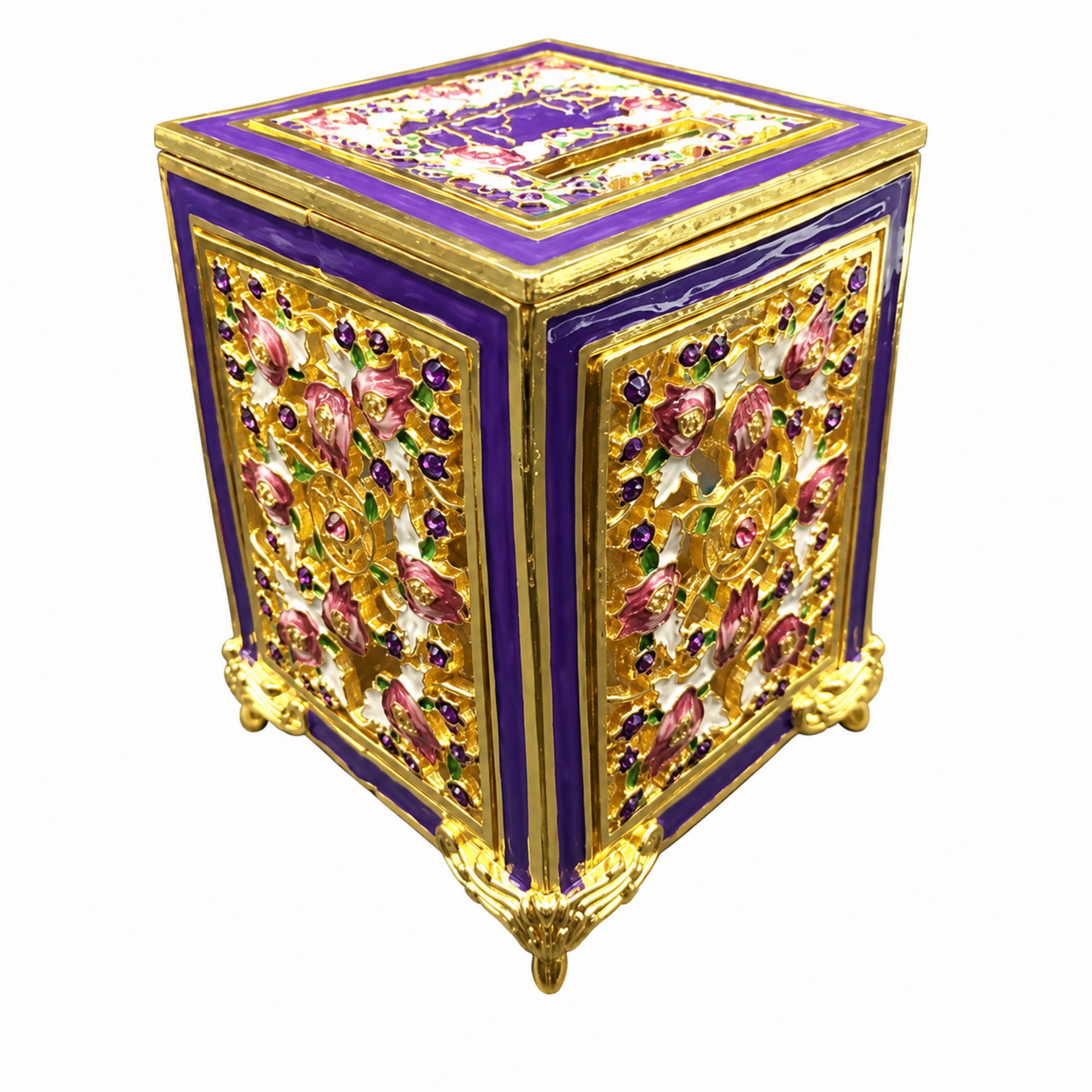 Purple Tzedakah Box - Jeweled