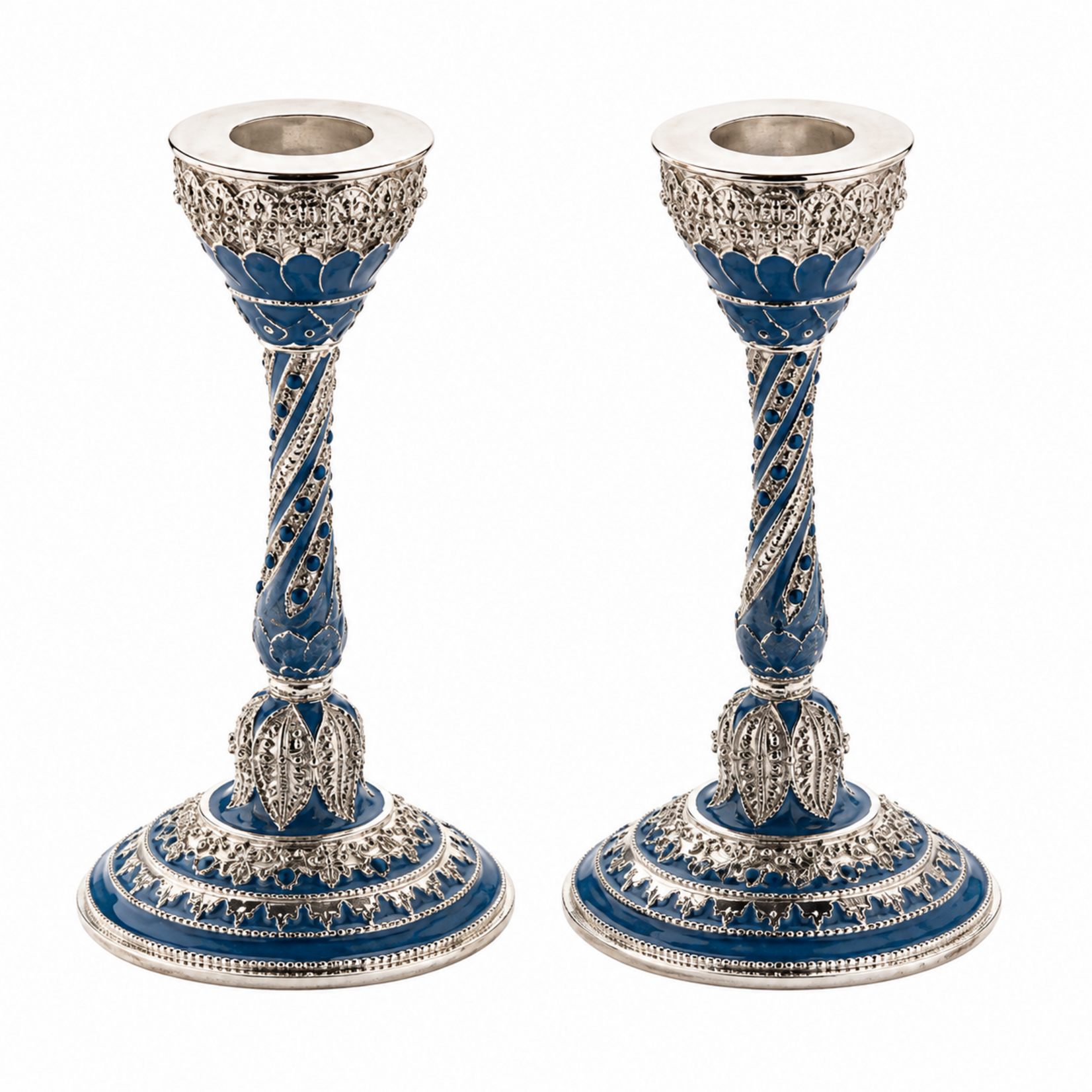 Jeweled Candlesticks -  Light Blue
