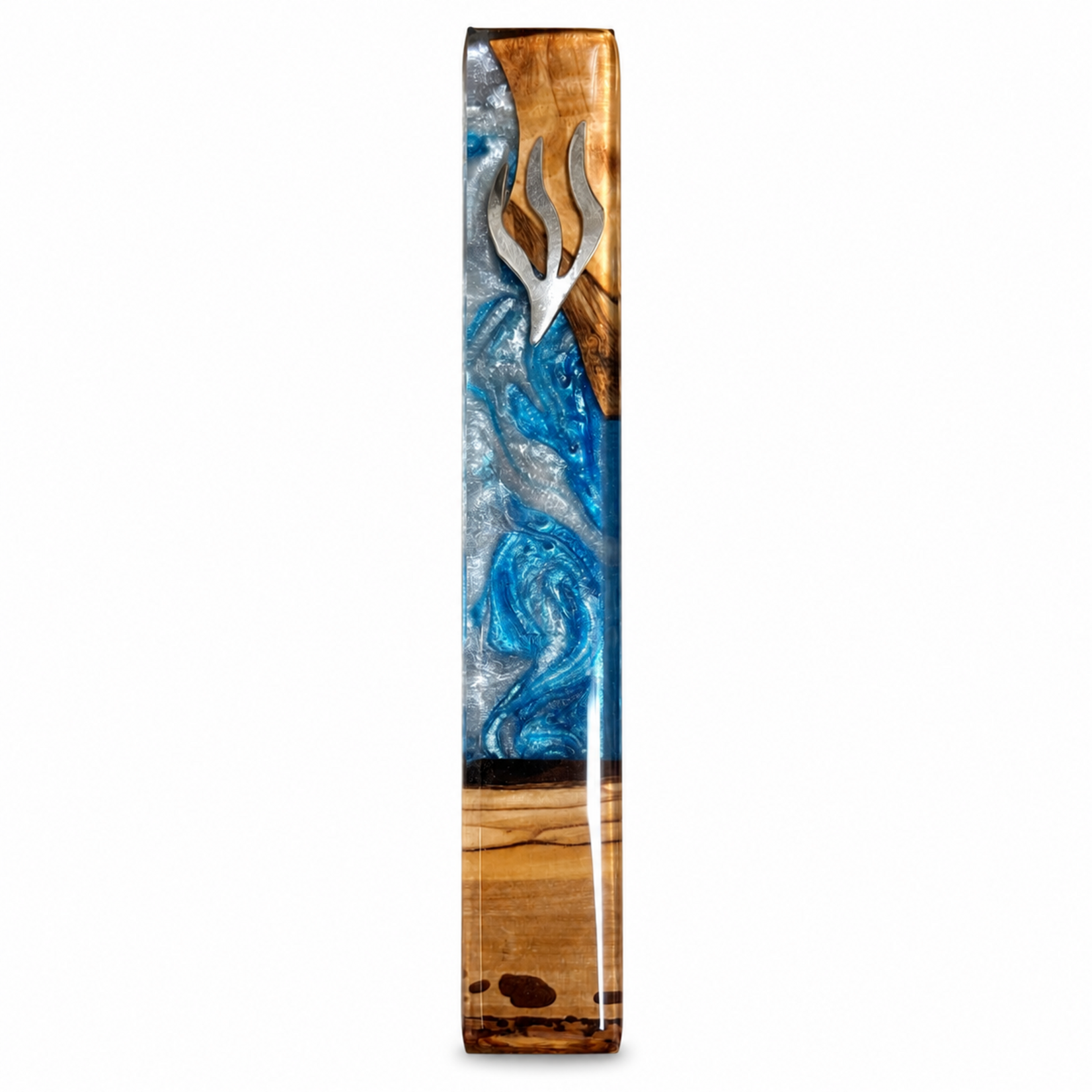 Small Epoxy Mezuzah w/ Olive Wood - Assorted Colors