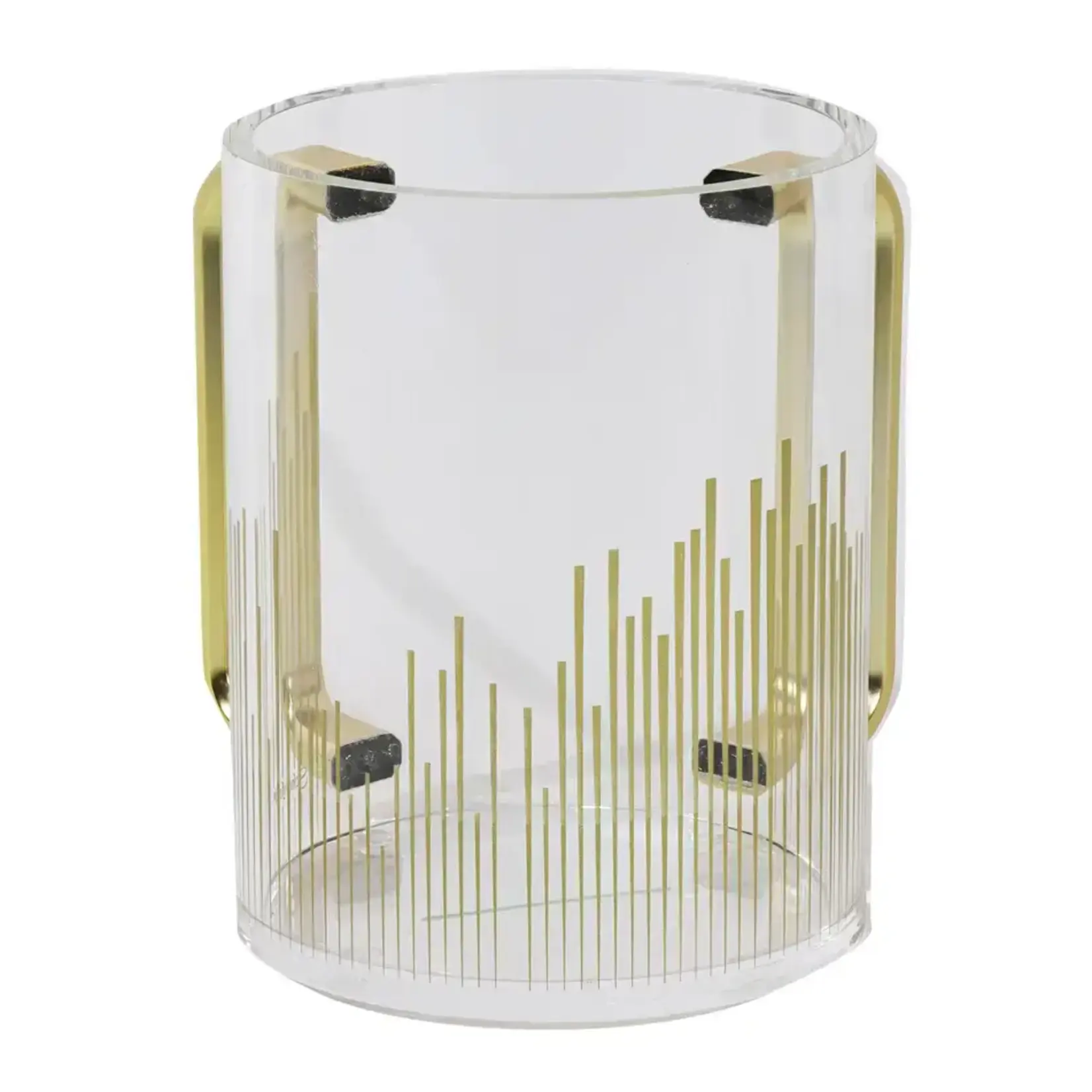 Acrylic Clear Washing Cup - Gold Handle - Gold Stripes