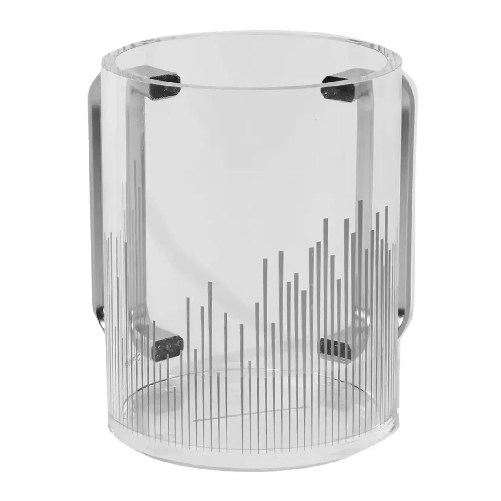 Acrylic Clear Washing Cup - Silver Handle - Silver Stripes