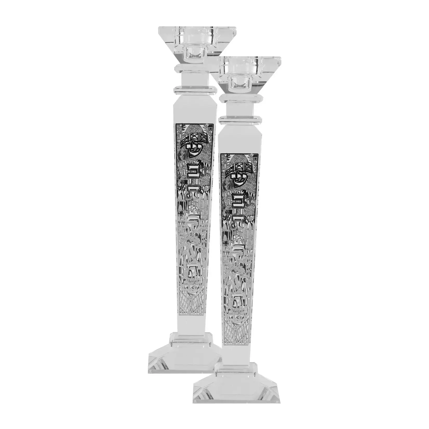Crystal Candle Holder with Jerusalem Silver