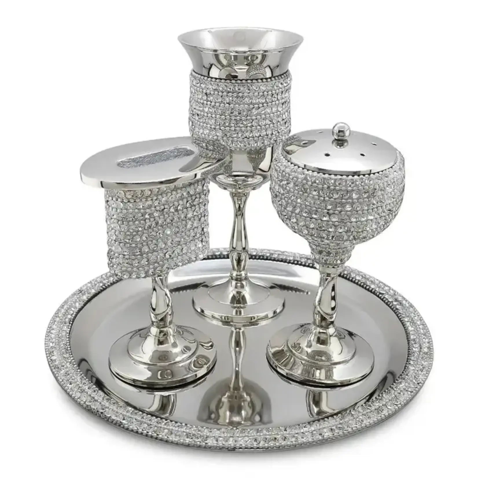 Silver Havdalah Set Wrapped in Crystals