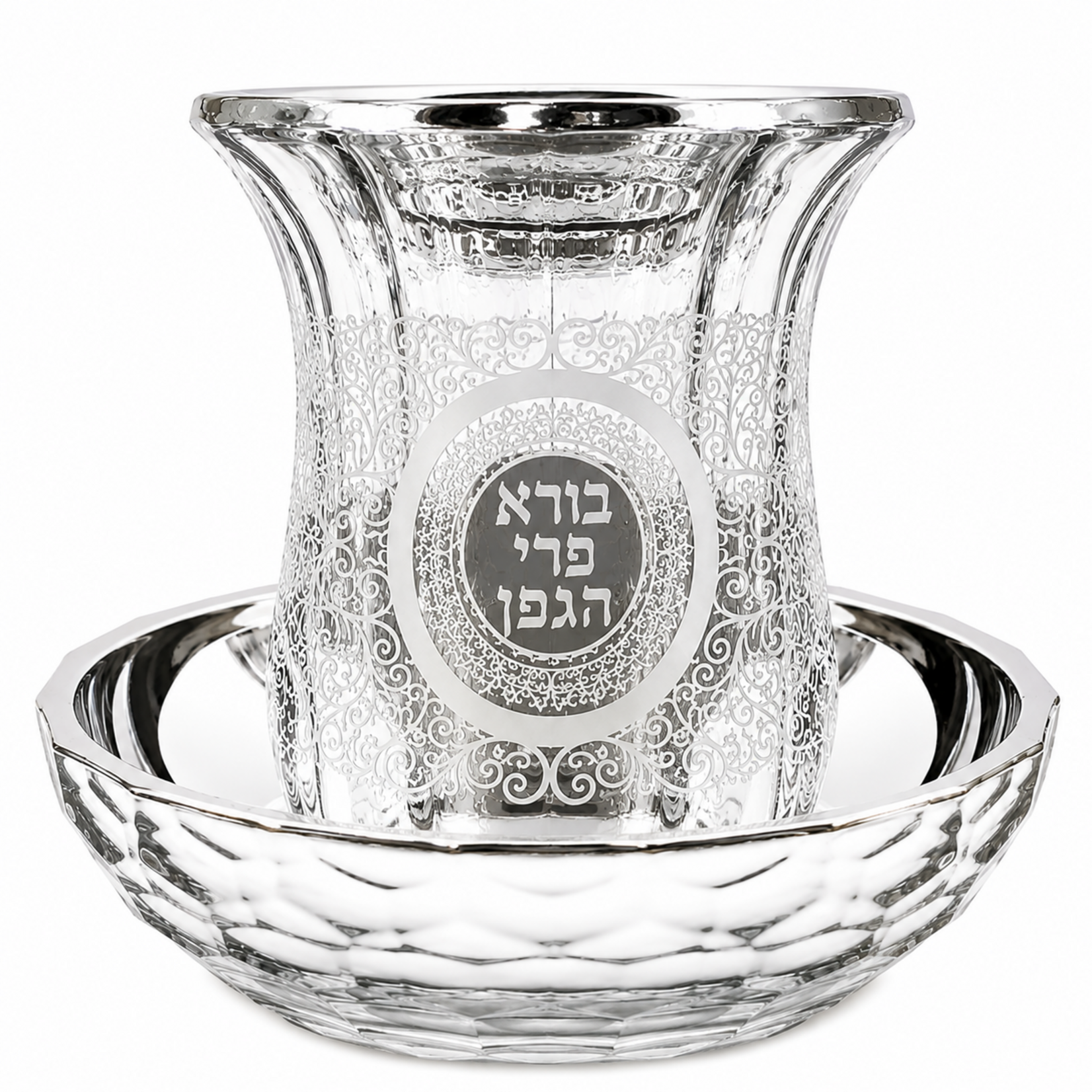 Crystal Kiddush Cup - Silver  Decor