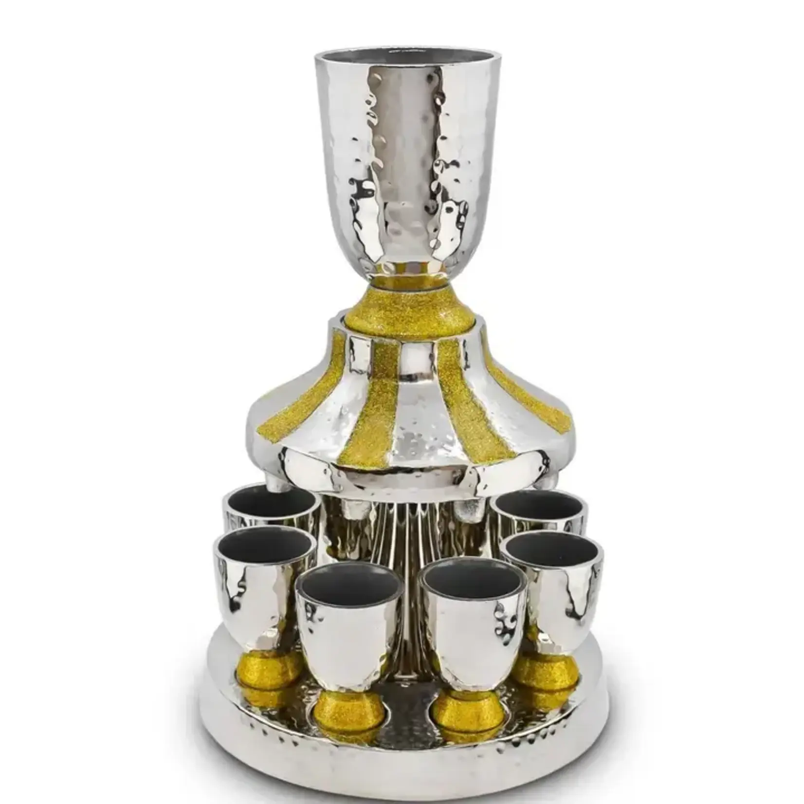 Hammered Kiddush Fountain w/  Gold Accent