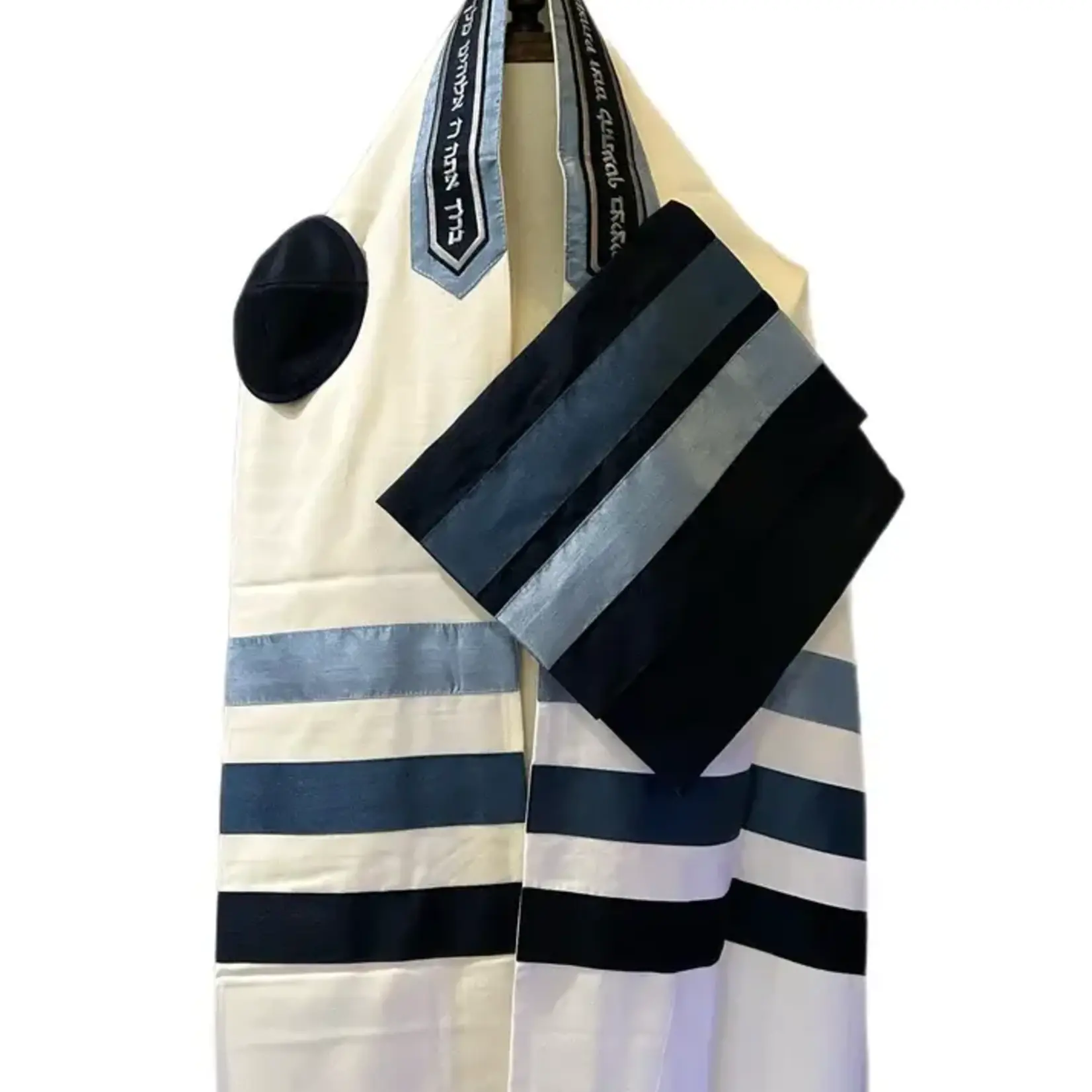 Three Tone Blue Stripes on Brushed Cotton