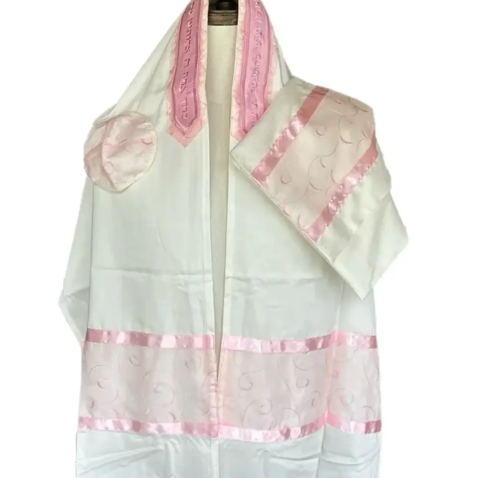 Pink Spiral on Brushed Cotton Tallit