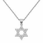 Sterling Silver Cz Small Star of David Pendant on 16" Chain