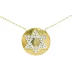 Sterling Silver Gold Plated Cz Star of David Necklace