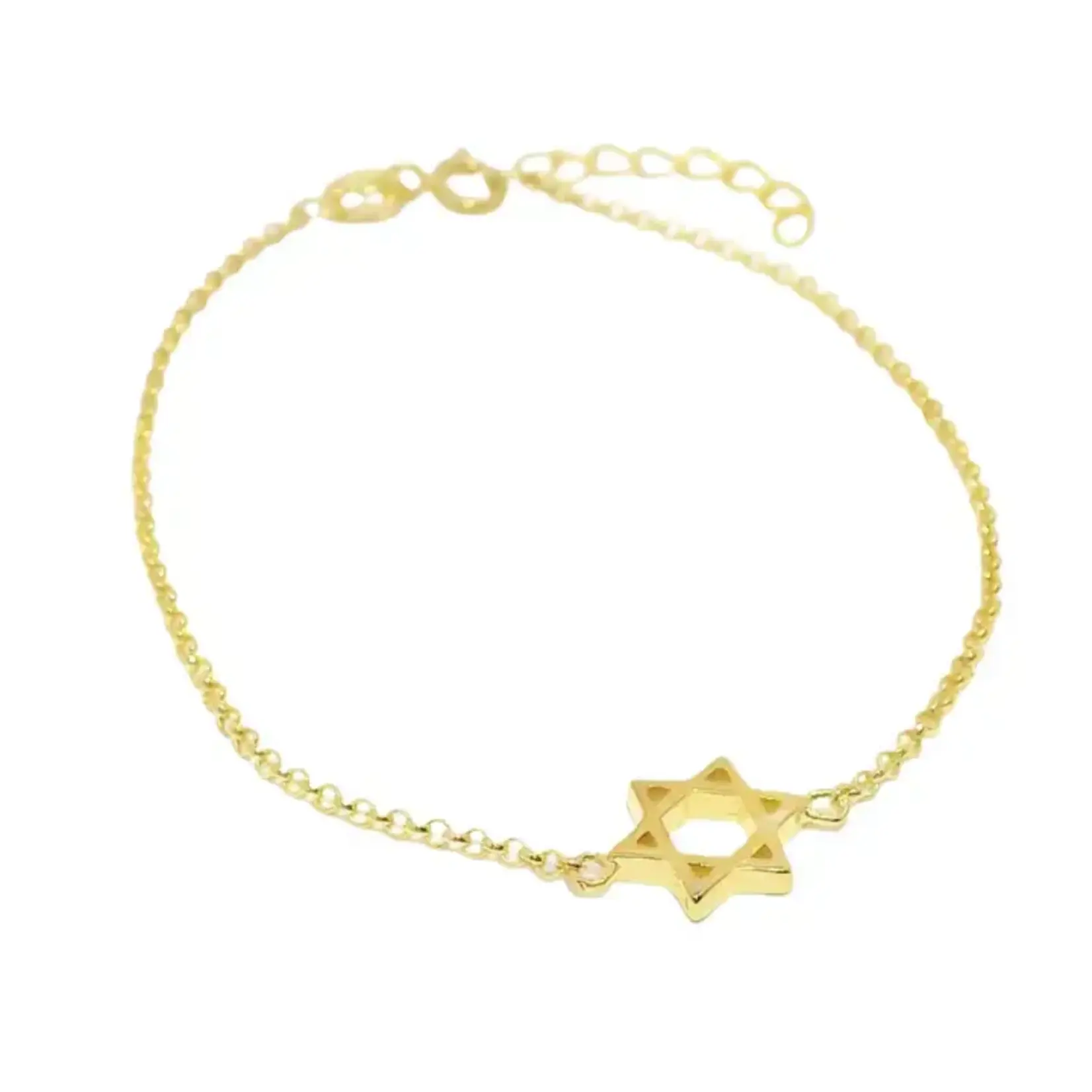 Sterling Silver Star of David Bracelet - Gold
