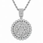 Sterling Silver Cz Round Star of David Pendant on Sterling Chain