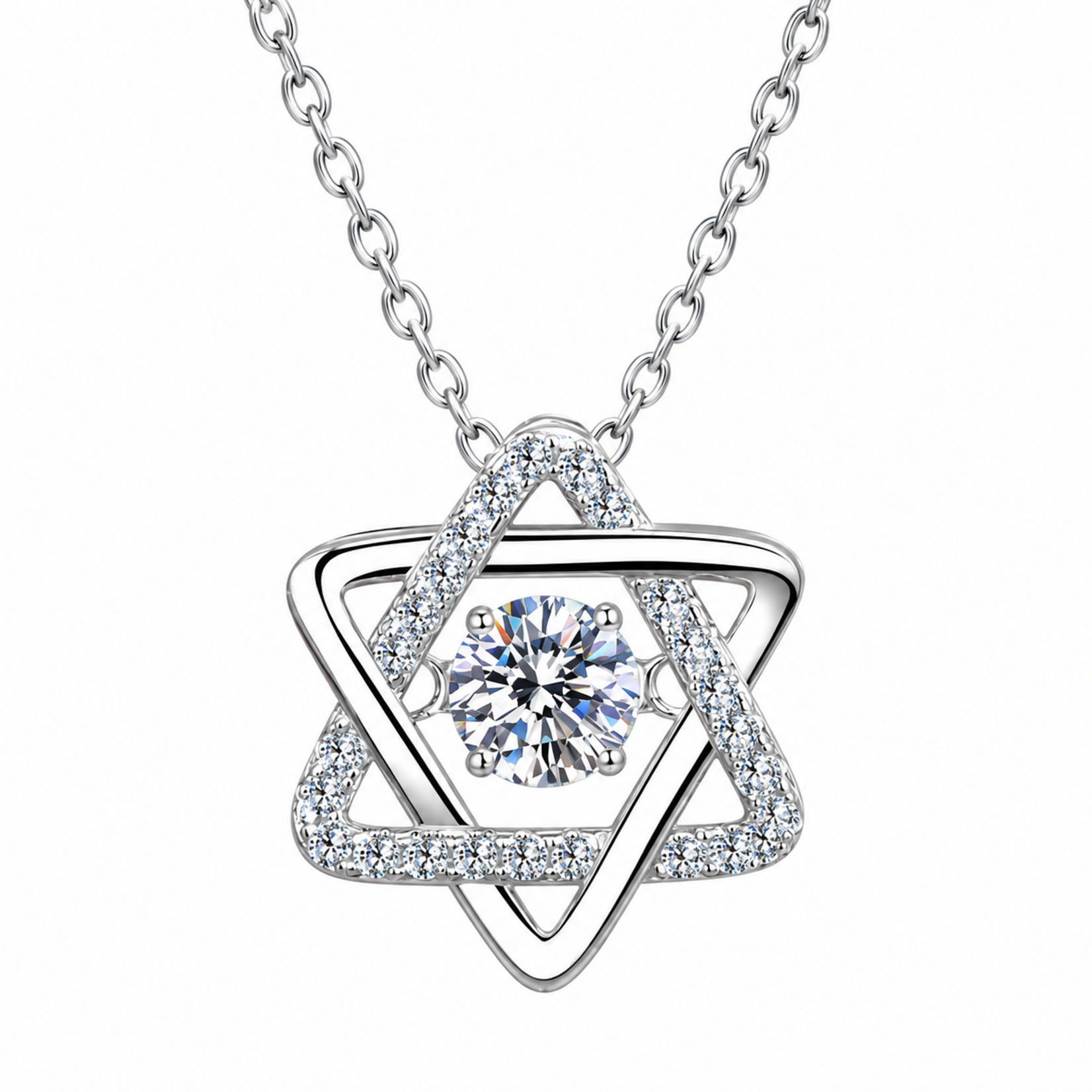 Moissanite Star of David Necklace in 925 Sterling Silver
