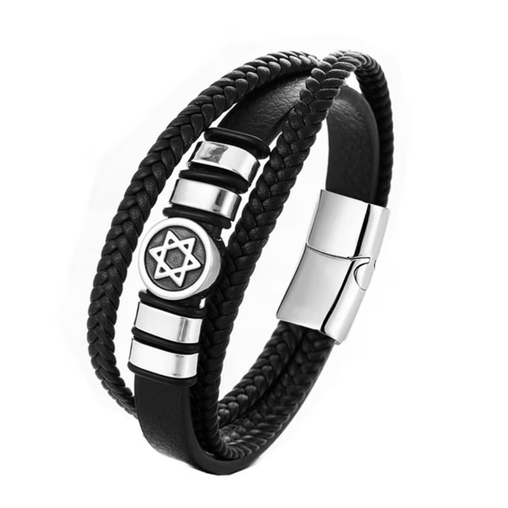 Star of David Leather Bracelet for Men