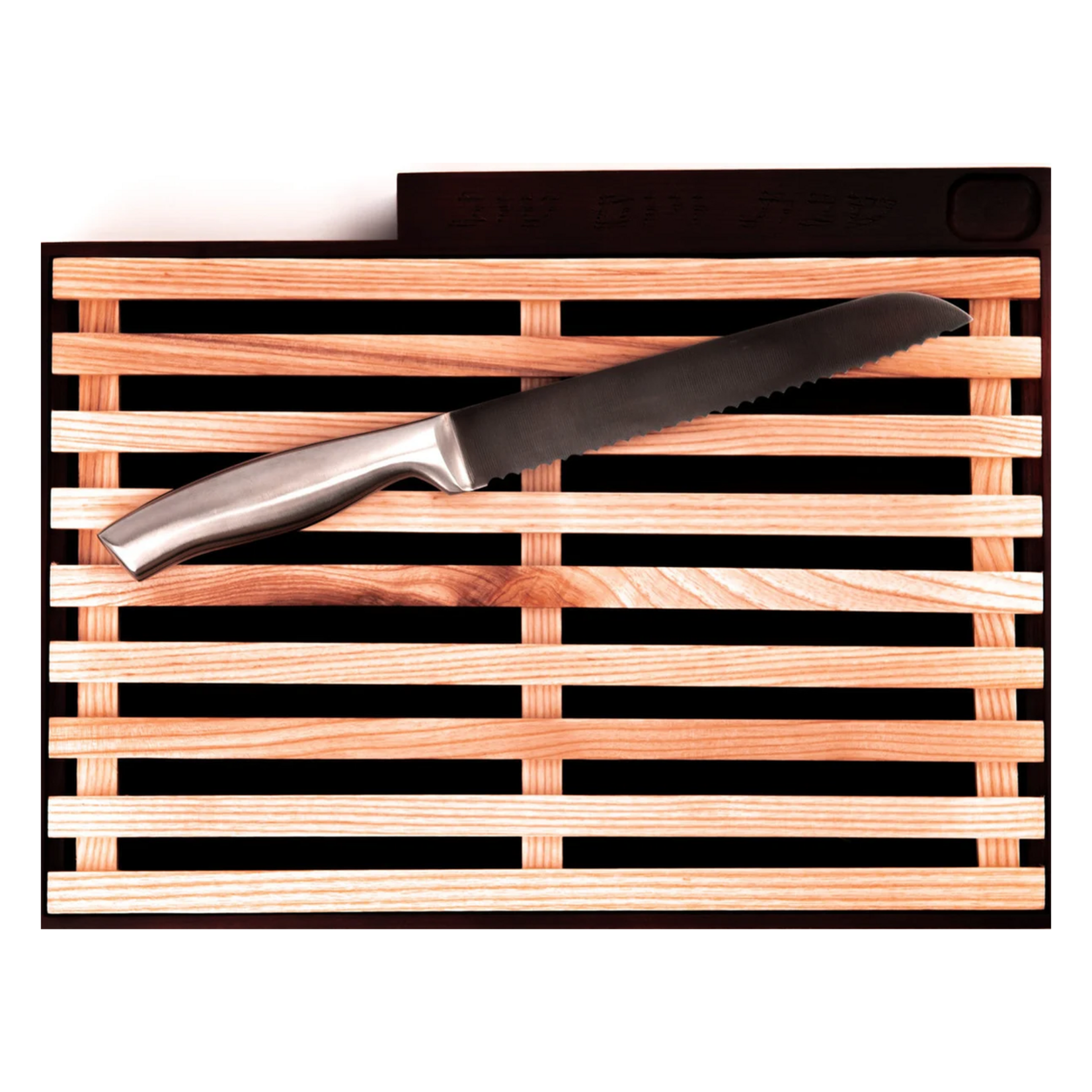 Hardwood 2 Tone Challa Board W/ Crumb Catcher & Knife