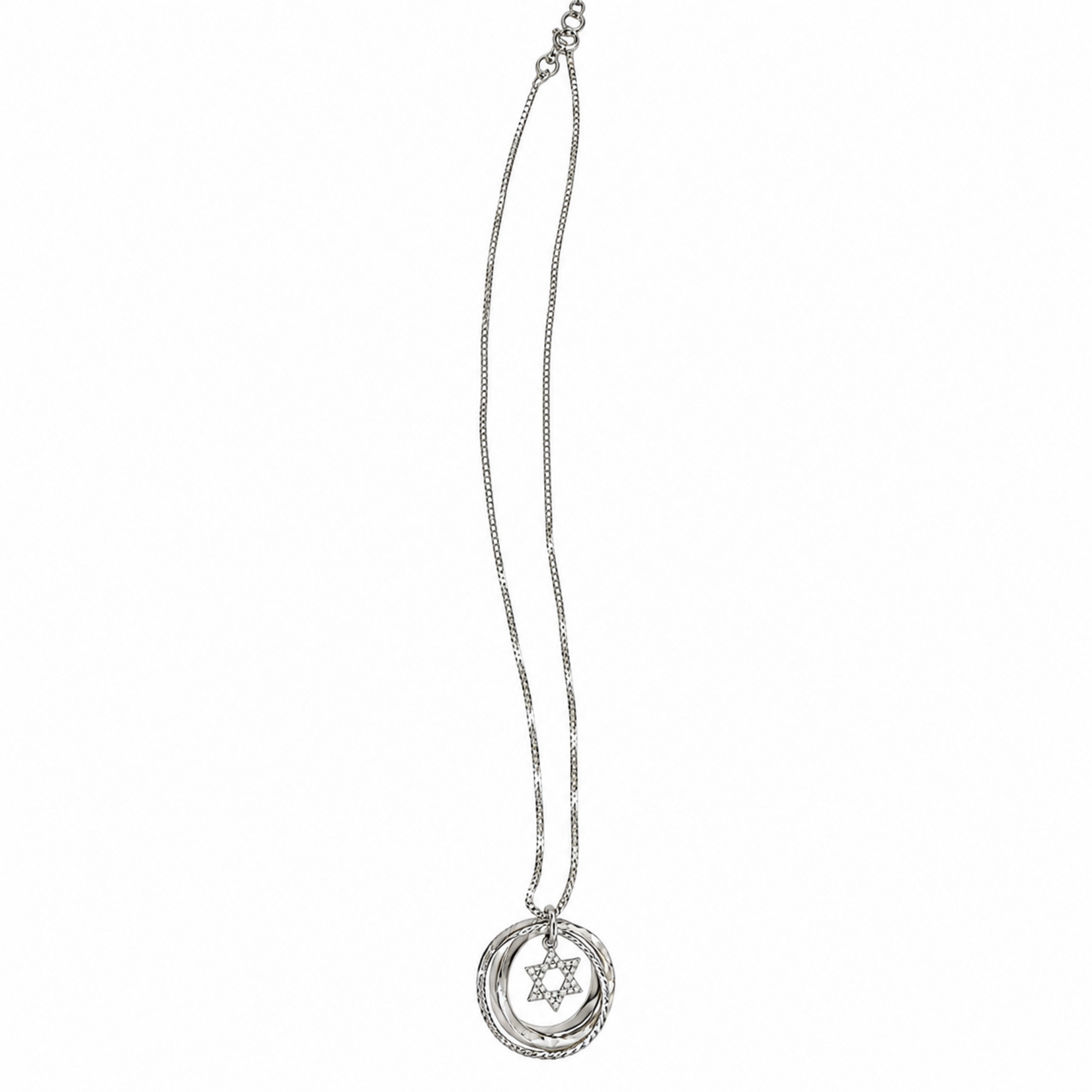 Sterling Silver Star of David in Rings Necklace