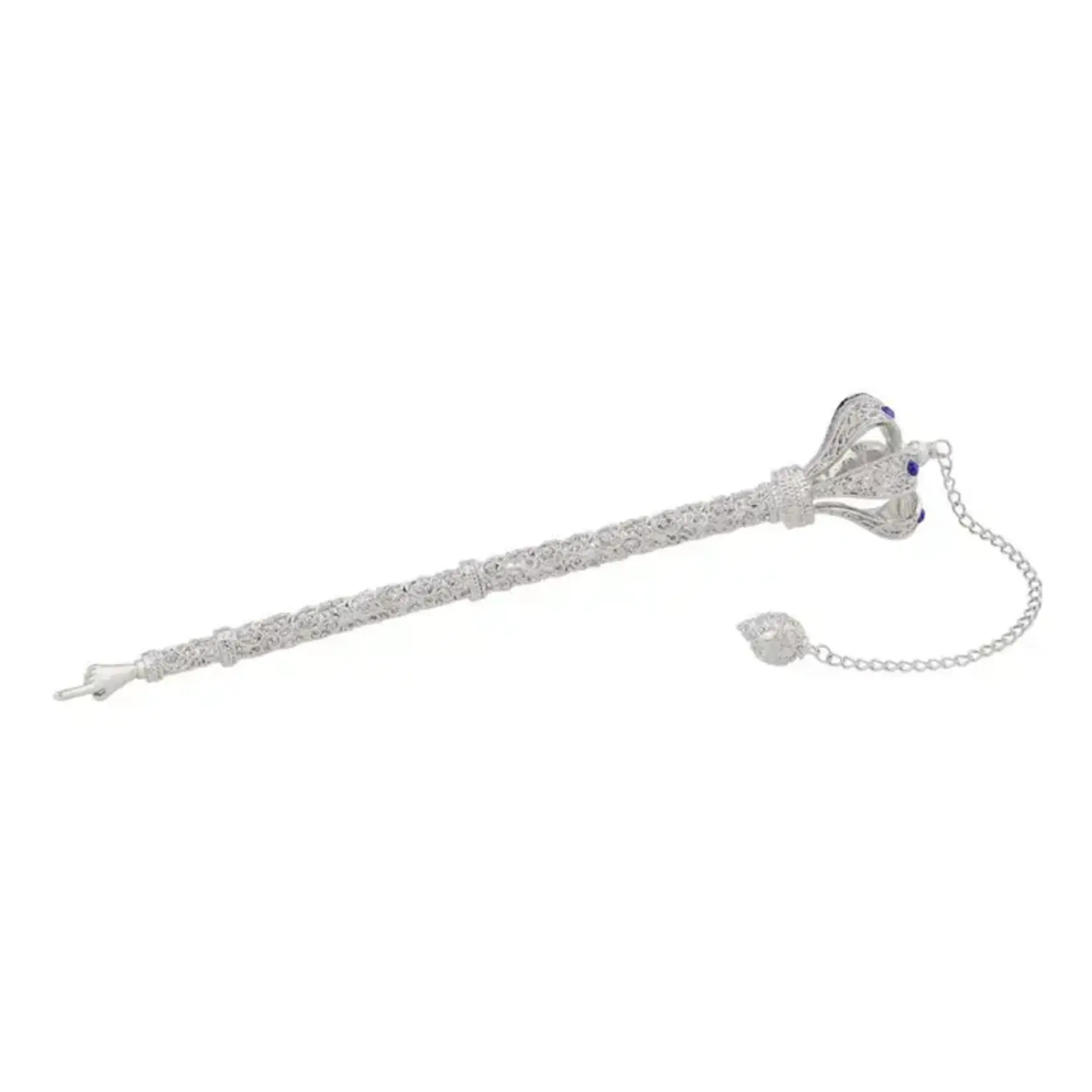 Crown Torah Pointer Silver w/ Blue Crystals