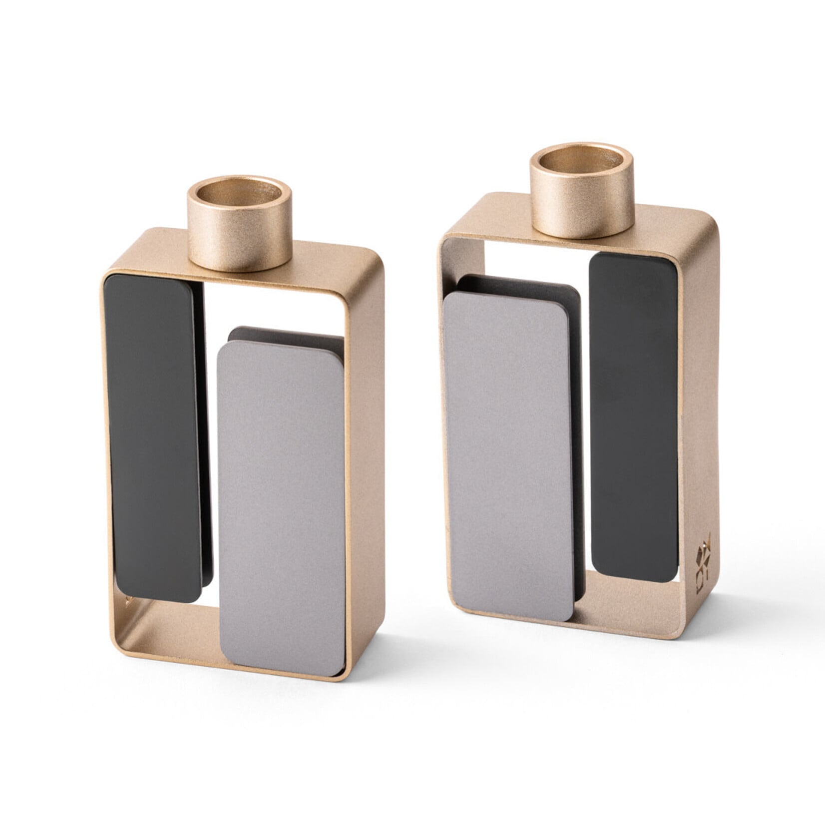 Champagne Candlesticks w/ Silver/Dark Grey