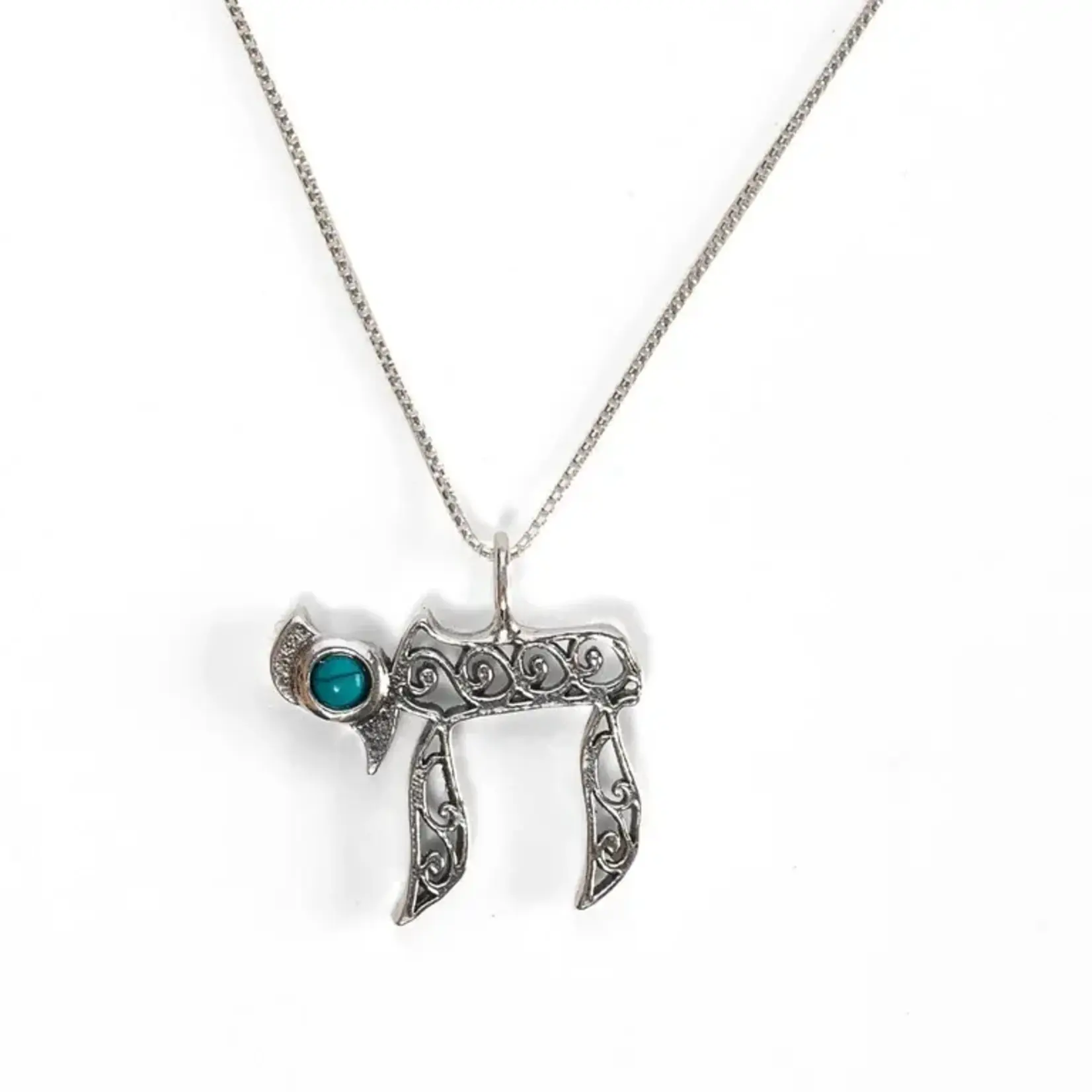 Sterling Silver and Turquoise Chai Necklace