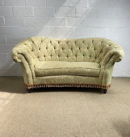 Vintage Antique Tufted & Curved Back Loveseat Sofa