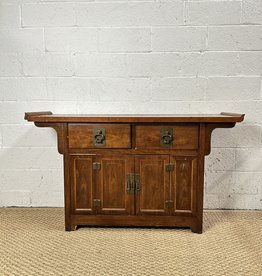 Chinoiserie Elm Wood Sideboard Or Bar/Wine Cabinet