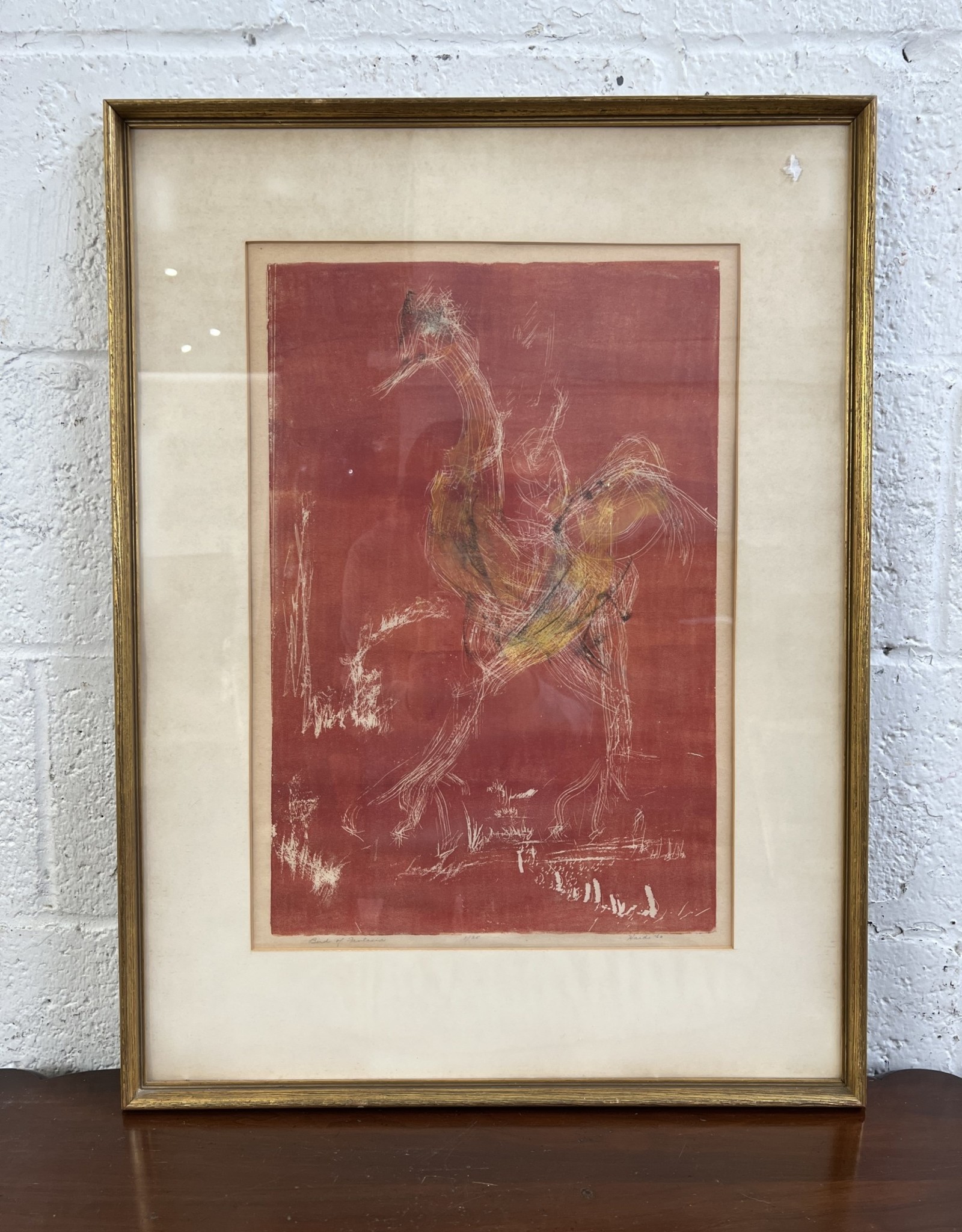 Bird of Fantasia, color lithograph on paper, sgnd Sara Haid