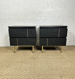 Benzara Two Drawers Wooden Nightstand With Metal legs