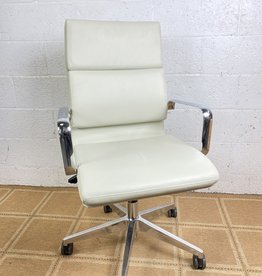 Jimi Off White Leather Conference Chair by WoodStock