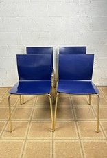 CB2 Navy Blue Slim Side Chair With Gold Legs