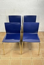 CB2 Navy Blue Slim Side Chair With Gold Legs