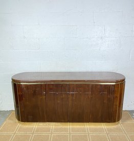 Lacquer Wood Credenza with Brass Trim