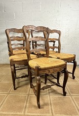 Vintage French Provincial Distressed Wood Ladder Back Dining Chair