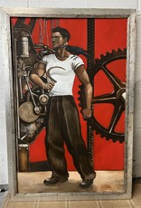 Proletariat, framed oil on canvas, sgnd Erika Meriaux
