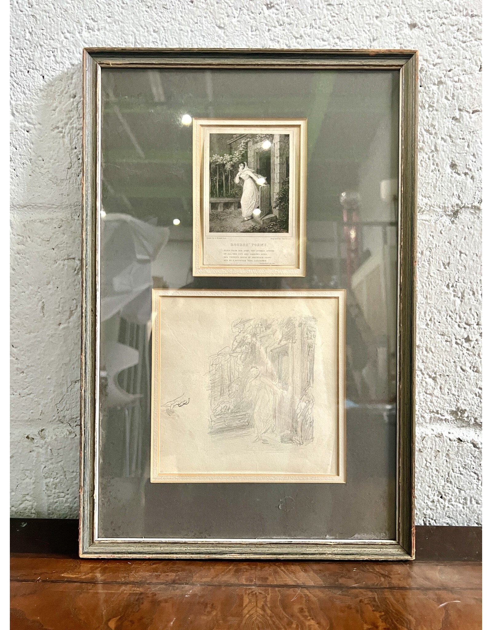 Richard Westall framed engraving and sketch
