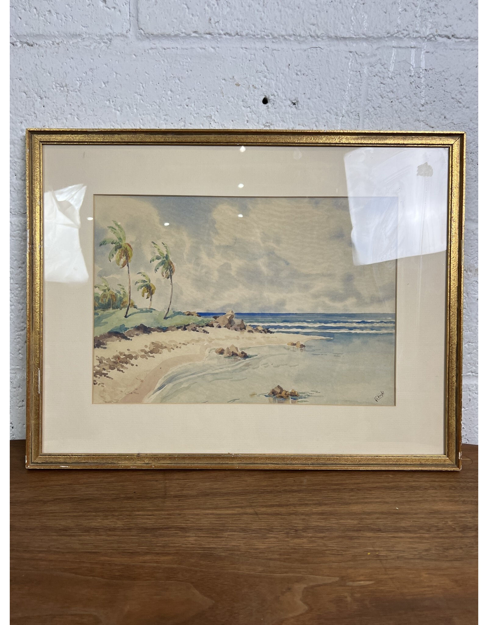 Coasting, framed watercolor painting, sgnd G. Wright
