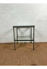 2- Tier Metal Frame Glass Top Side Table