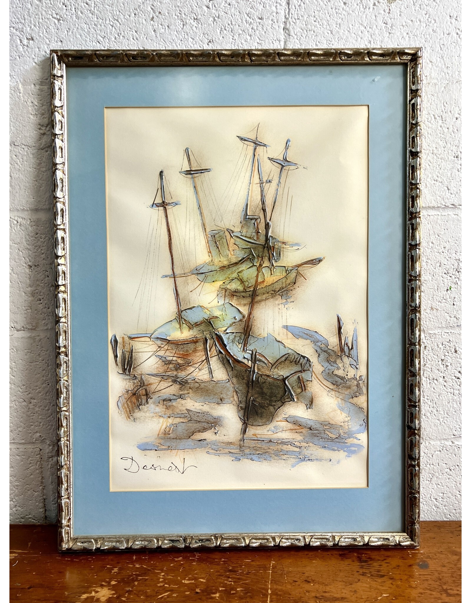 Sailing, framed oil on canvas