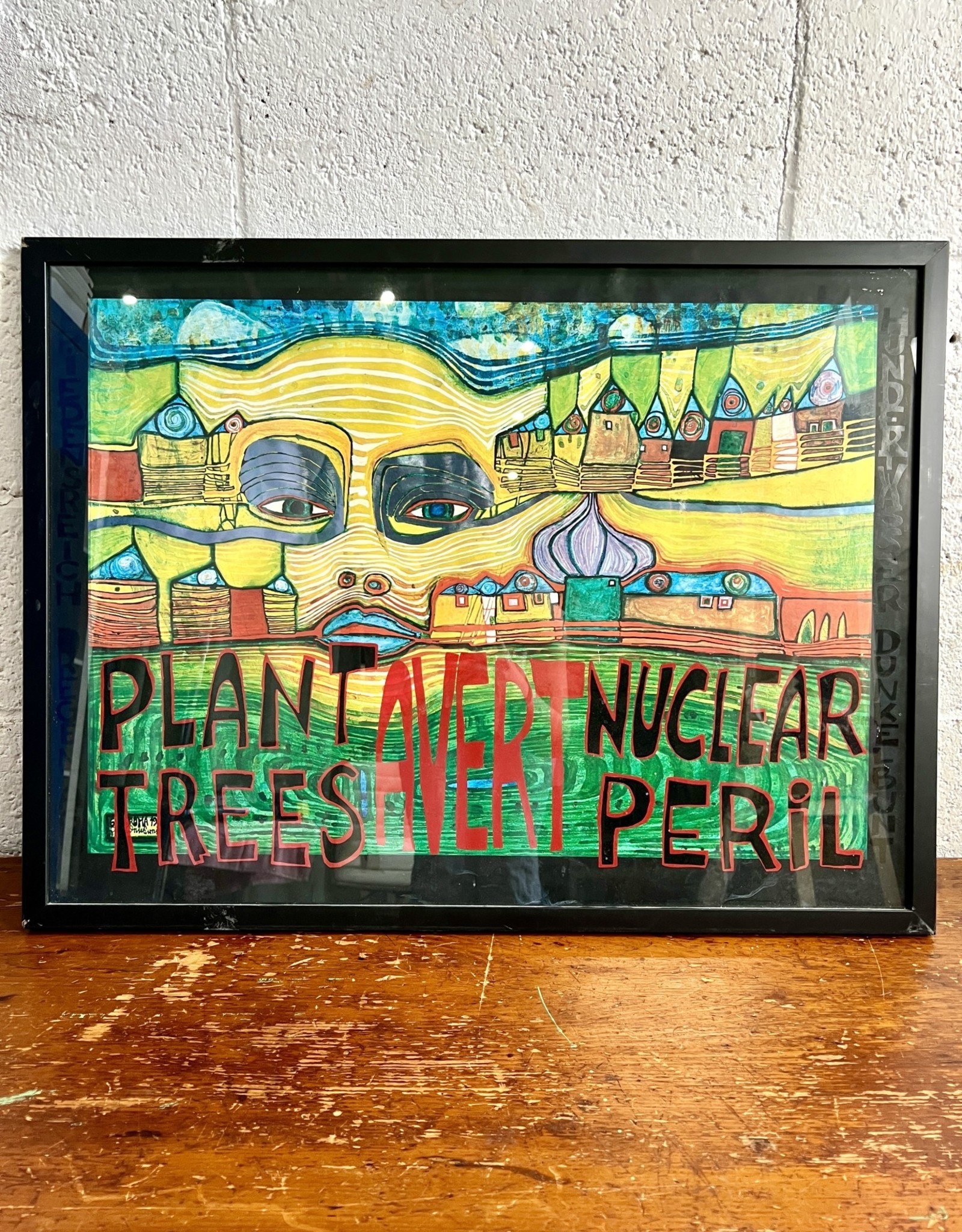 Plant Trees, Avoid Nuclear Peril by Freidensreich Hundertwasser, framed print